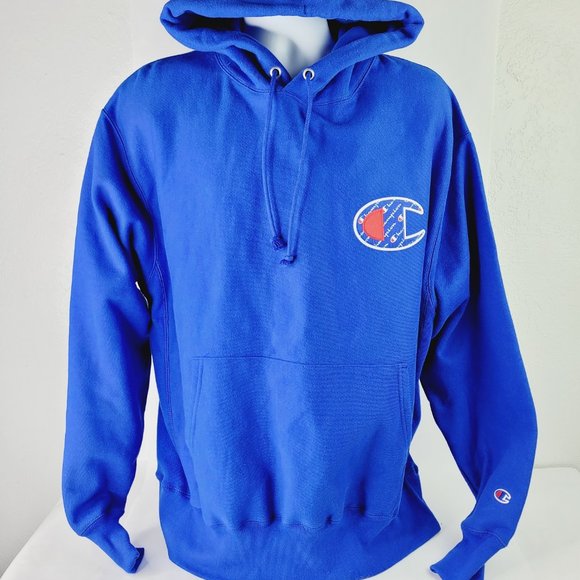 Champion Mens XL Blue Reverse Weave Sweatshirt Hoodie Pullover Kangaroo Pocket - Picture 1 of 11